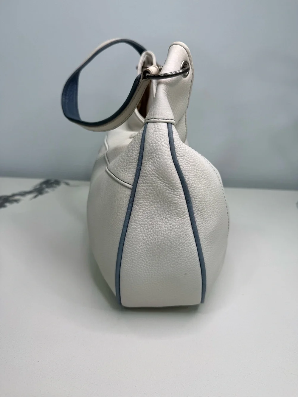 Vintage Fossil White Leather Hobo Shoulder Bag Y2K